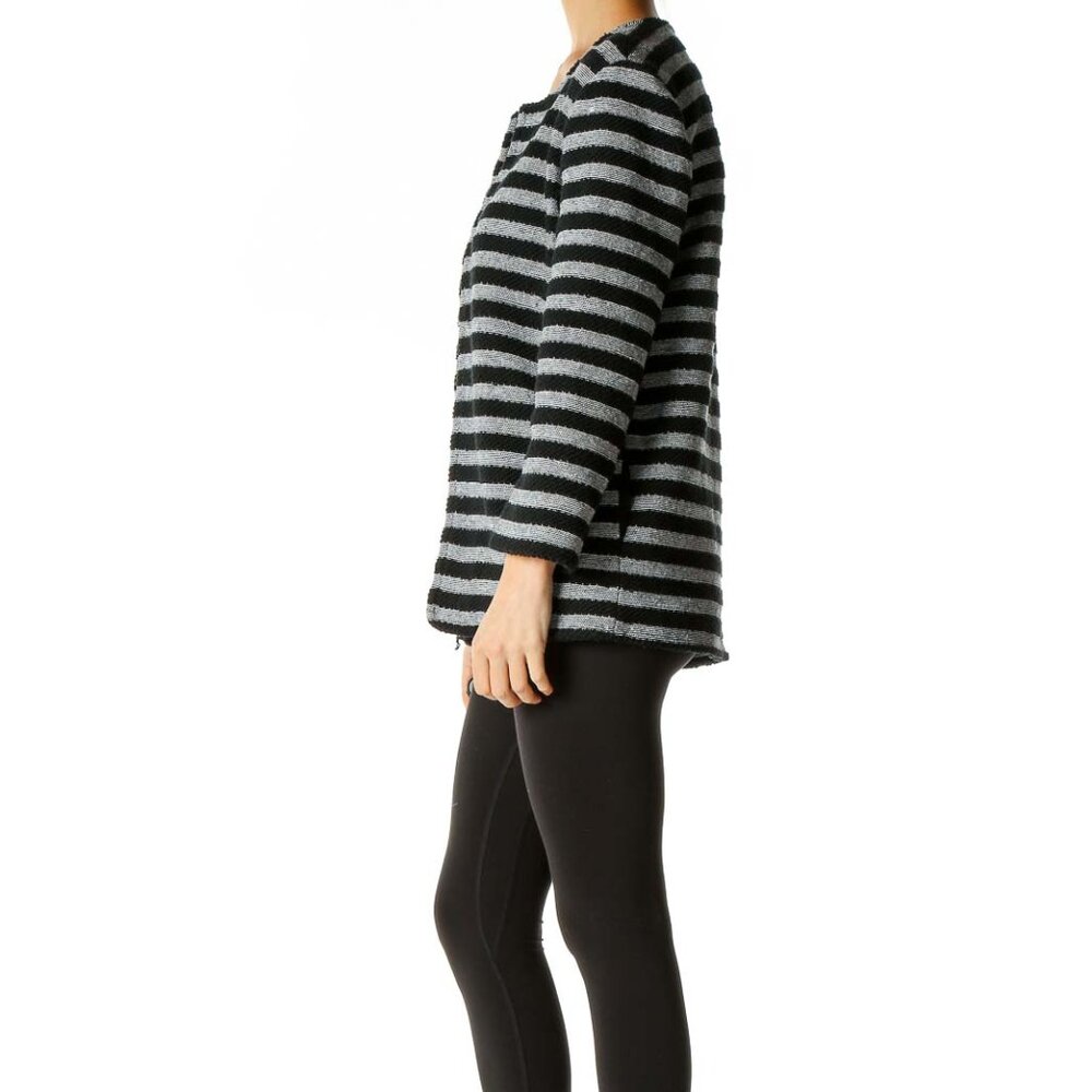 Amour vert Black Gray Striped Sweater - Picture 2 of 3